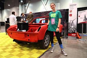 Frances Farnam attends SEMA for converting 1976 Porsche 914
