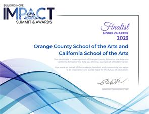 CSArts-SGV was named a finalist in the Building Hope IMPACT Awards in the Model Charter category