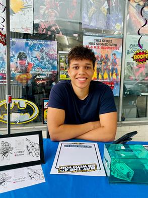 Kamen Farquhar was a featured illustrator on Free Comic Book Day 2024 at Comics Factory