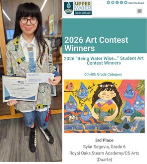 Syler Segovia was selected as one of the winners of the Upper San Gabriel Valley Municipal Water District’s 2025-2026 Student Art Contest