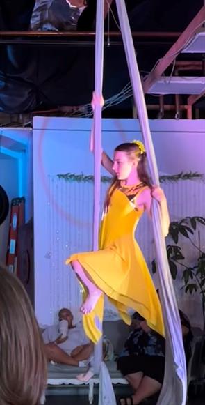 Beckett Kramber performed duets on the silks and aerial hoop in the Yoga Dance Co. Summer Showcase