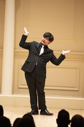 Liam Kyle performed his first place-winning storytelling piece "Shrek" at Weill Hall at Carnegie Hall for the Magnum Opus Showcase