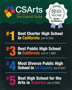 CSArts-SGV was ranked by Niche as the #1 Charter High School in California